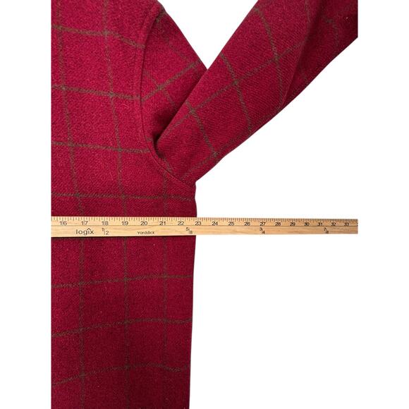 Vintage LL Bean Wool Blend Chore Coat Womens Windowpane Check Medium Hooded - Picture 8 of 11